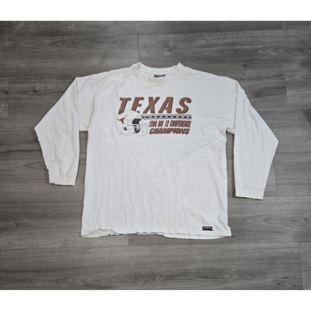 Vintage 90s White Texas Longhorns Long Sleeve Shirt Distressed Holes Size XL